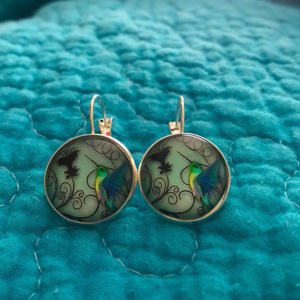 Humming Bird Silver or Bronze Earrings